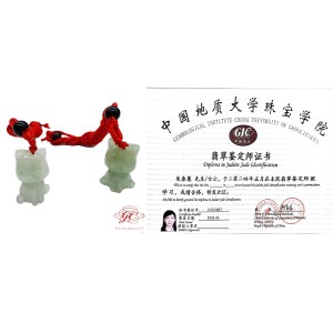 【肌容雪】天然緬甸A貨綠飄花翡翠招財貓吊飾 (款) 編號94