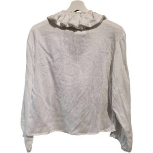 二手奢侈品Chanel香奈兒Boutique系列白色荷葉邊襯衫(9.9新, 肩36×胸47×長57)-編號S156