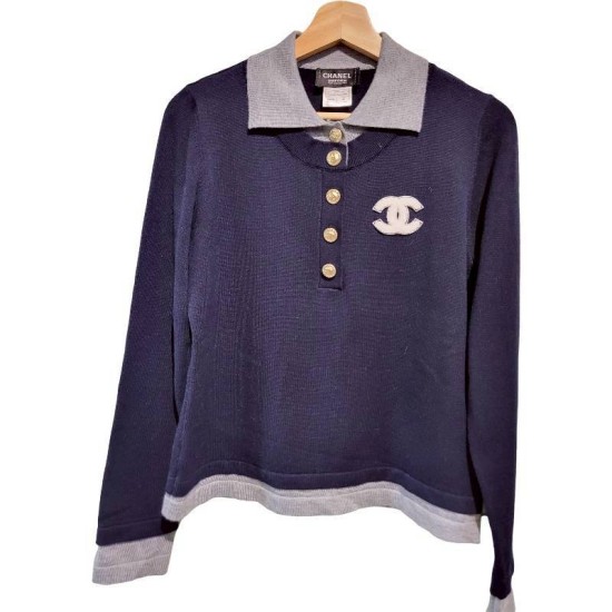 二手奢侈品Chanel香奈兒Uniform 針織上衣(9.9新, 肩38胸48長60)-編號S174