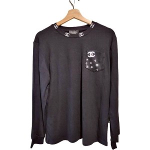 二手奢侈品Chanel香奈兒黑色長袖上衣 (9.9新, 肩52胸54長66)-編號S209