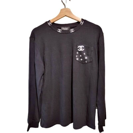 二手奢侈品Chanel香奈兒黑色長袖上衣 (9.9新, 肩52胸54長66)-編號S209