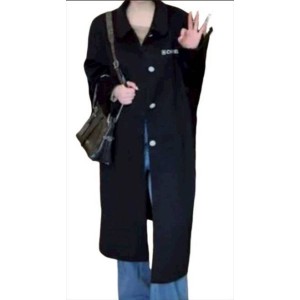 二手奢侈品Chanel香奈兒黑色大衣 (9.8新, 肩45胸116長109)-編號S216