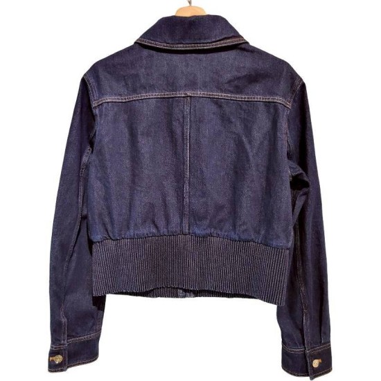 二手奢侈品Chanel香奈兒深藍色丹寧牛仔夾克(9.9新,肩46胸100長60)-編號S232
