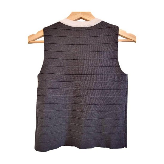 二手奢侈品Chanel香奈兒Chanel Uniform系列小香風針織背心 (9.9新,肩36胸72長47)-編號S239