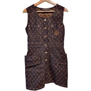 二手奢侈品Louis Vuitton的Monogram丹寧連身裙 (9.9新,肩38胸90長83  100% 純棉牛仔布製成)-編號S291