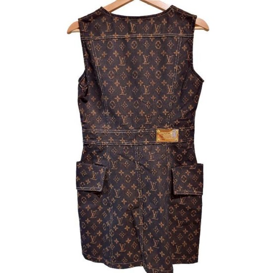 二手奢侈品Louis Vuitton的Monogram丹寧連身裙 (9.9新,肩38胸90長83  100% 純棉牛仔布製成)-編號S291