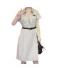 二手奢侈品Celine 米色半拉鍊襯衫式連身裙 (9.9新,肩40胸120長102 附腰帶)-編號S302