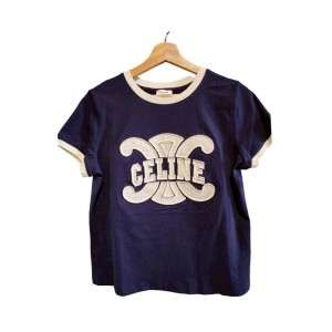 二手奢侈品Celine Paris Triomphe 系列的棉質平織布 T 恤 (9.9新,肩38胸100長57)-編號S303