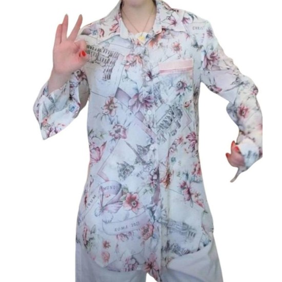 二手奢侈品迪奧 Christian Dior 和 Toile de Jouy 系列款長袖扣鈕襯衫 (9.9新,肩40胸100長78)-編號S306