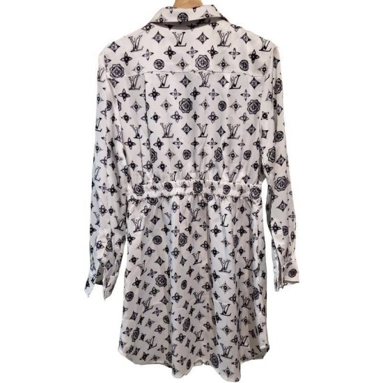 二手奢侈品路易威登Louis Vuitton 女款Monogram 印花襯衫裙 (9.9新,肩43胸90長94 棉質平紋布)-編號S329