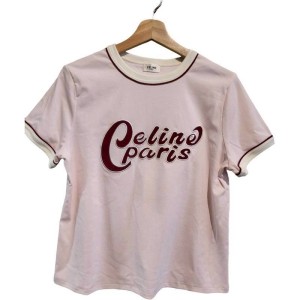 二手奢侈品賽琳CELINE French Tee 系列粉色經典短袖 (9.9新,肩40胸100長60)-編號S345