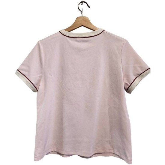 二手奢侈品賽琳CELINE French Tee 系列粉色經典短袖 (9.9新,肩40胸100長60)-編號S345