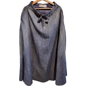 二手奢侈品迪奧Christian Dior 丹寧斗篷式中長裙 (9.9新,腰72臀140長94)-編號S352