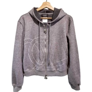 二手奢侈品香奈兒Chanel 連帽拉鍊外套 (9.9新,肩48胸100長56袖長62)-編號S365