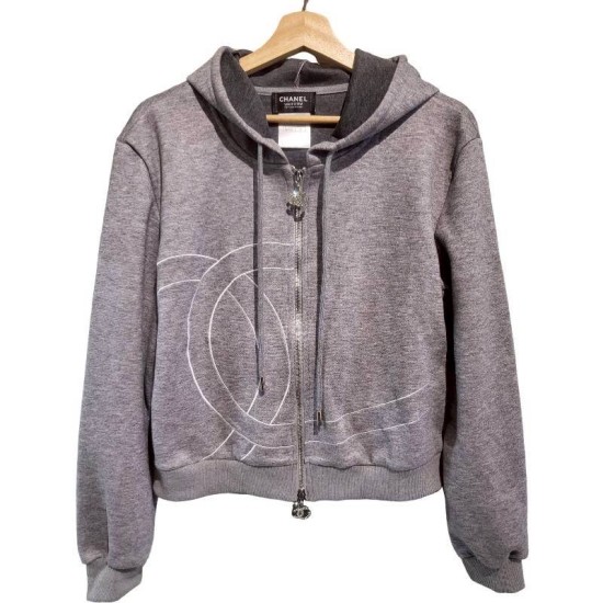 二手奢侈品香奈兒Chanel 連帽拉鍊外套 (9.9新,肩48胸100長56袖長62)-編號S365