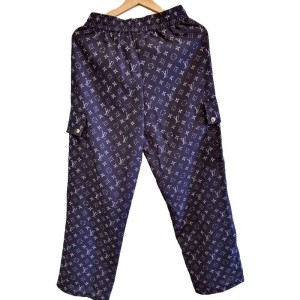 二手奢侈品路易威登Louis Vuitton Monogram深色工裝休閒褲 (9.9新,腰70臀100長103（腰有彈性）)-編號S376