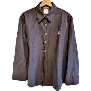 二手奢侈品香奈兒 Chanel鈕扣長袖襯衫 (9.9新,肩46胸112長76袖長60)-編號S377