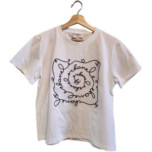 二手奢侈品香奈兒CHANEL 白色棉質短袖上衣 (9.9新,肩42胸104長67)-編號S393