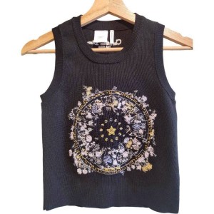 二手奢侈品迪奧 Christian Dior 黑底星座刺繡針織背心 (9.9新,肩36胸72長40（有彈性）)-編號S399