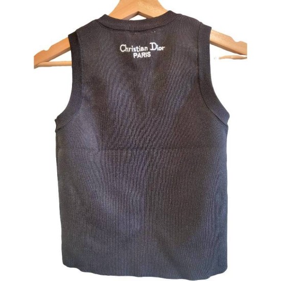 二手奢侈品迪奧 Christian Dior 黑底星座刺繡針織背心 (9.9新,肩36胸72長40（有彈性）)-編號S399