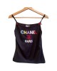 二手奢侈品香奈兒CHANEL 經典復古款彩色字母刺繡雙 C Logo 細肩帶吊帶背心 (9.9新,肩38胸86長52)-編號S409