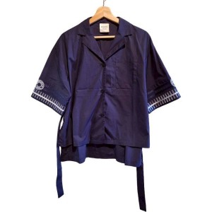 二手奢侈品愛馬仕Hermès 刺繡海灘長版上衣 (9.9新,肩54胸116長63)-編號S410