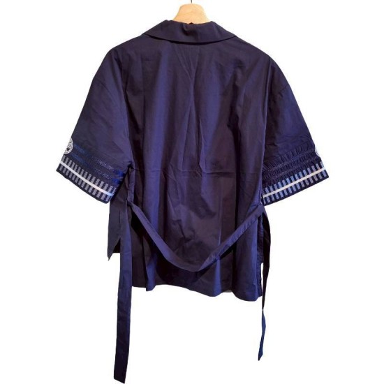 二手奢侈品愛馬仕Hermès 刺繡海灘長版上衣 (9.9新,肩54胸116長63)-編號S410