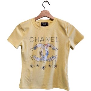 二手奢侈品香奈兒Chanel 黃色T杉 (9.9新,肩36胸84長50（有彈性）)-編號S417