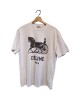 二手奢侈品賽琳CELINE 復古馬車印花白色短袖 T 恤 (9.9新,肩50胸120長76)-編號S421