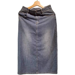 二手奢侈品CHANEL香奈兒 復古藍色水洗丹寧牛仔中長裙 (9.9新,腰70臀90長82)-編號S425