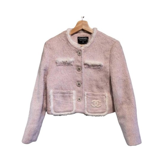 【二手精品9.9新】 Chanel（香奈兒）經典的古董毛呢短版外套(肩40胸47長48袖長60(羽絨))編號S528