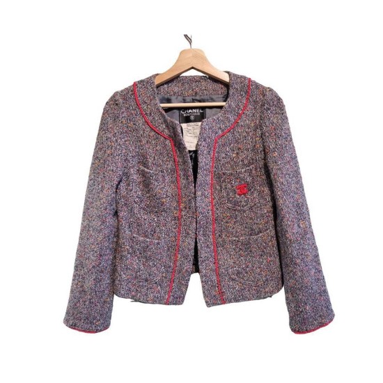 【二手精品9.9新】 Chanel (香奈兒)  Boutique 復古斜紋軟呢外套（Vintage Chanel Tweed Jacket） (肩40胸42長56袖長60)編號S530