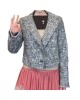 【二手精品9.9新】 Chanel (香奈兒) 滿版塗鴉 Logo 拼接短版丹寧外套 (肩38胸42長48袖長59)編號S531