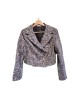 【二手精品9.9新】 Chanel (香奈兒) 滿版塗鴉 Logo 拼接短版丹寧外套 (肩38胸42長48袖長59)編號S531