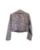 【二手精品9.9新】 Chanel (香奈兒) 滿版塗鴉 Logo 拼接短版丹寧外套 (肩38胸42長48袖長59)編號S531