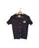 【二手精品9.9新】 香奈兒 (Chanel) 黑色羅紋針織短袖開襟衫(肩38胸40長58(有彈性))編號S536