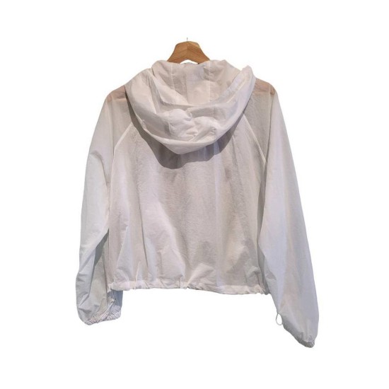 【二手精品9.9新】 Chanel（香奈兒）白色網紗連帽防風外套(肩42胸60長56袖長60)編號S537