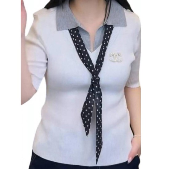 【二手精品9.9新】 CHANEL（香奈兒） Uniform 短袖針織 Polo 上衣(肩42胸40長56(有彈性))編號S539