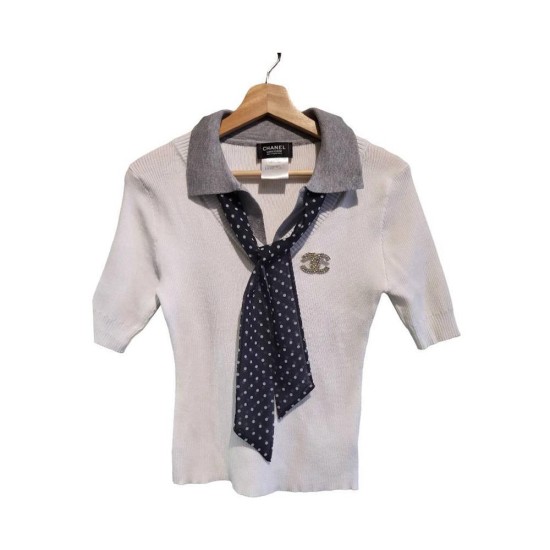 【二手精品9.9新】 CHANEL（香奈兒） Uniform 短袖針織 Polo 上衣(肩42胸40長56(有彈性))編號S539