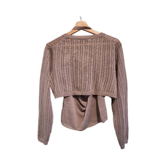 【二手精品9.9新】 Miu Miu 鏤空針織兩件式套裝（Twin Set）(肩40胸50長35袖長60(兩件式))編號S540