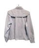 【二手精品9.9新】 CHANEL（香奈兒）荷葉邊大領片與同材質領帶設計的藍白細條紋長袖襯衫(肩40胸52長68袖長63)編號S541