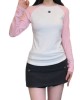 【二手精品9.9新】 CHANEL（香奈兒）粉白雙色拼接螺紋長袖 T 恤(肩38胸42長57袖長59(彈性))編號S542