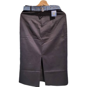 【二手精品9.9新】 Louis Vuitton (路易威登) 黑色中長款西裝開衩半身裙(腰35臀48長78(含腰帶))編號S551