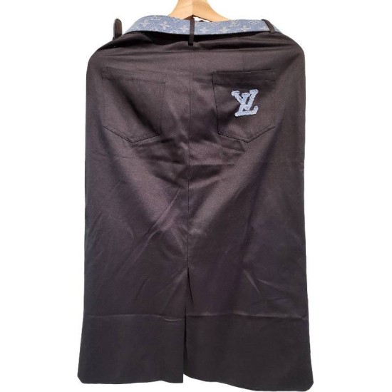 【二手精品9.9新】 Louis Vuitton (路易威登) 黑色中長款西裝開衩半身裙(腰35臀48長78(含腰帶))編號S551