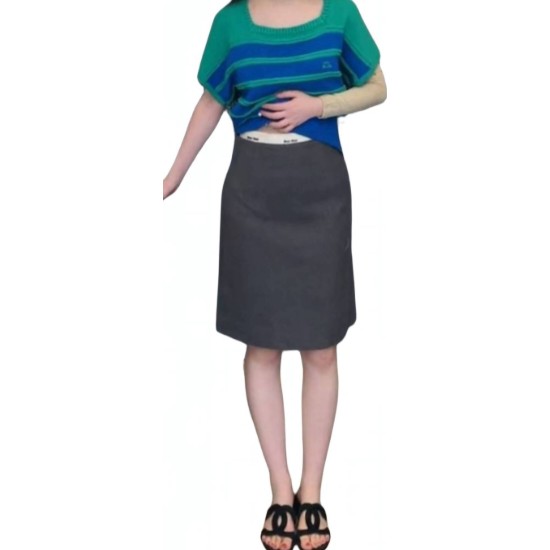 【二手精品9.9新】 Miu Miu 灰色雪特蘭羊毛窄裙(腰34臀44長54)編號S552