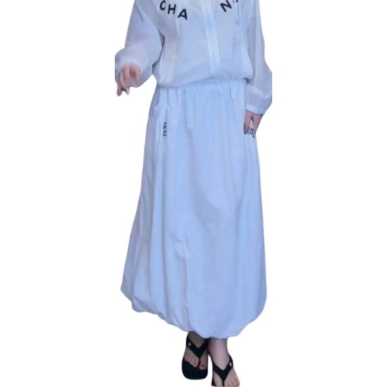 【二手精品9.9新】 CHANEL（香奈兒） 復古運動風白色燈籠裙褲／氣球裙(腰36(彈性)臀70長83)編號S553