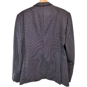 【二手精品9.9新】 香奈兒（Chanel）Boutique古著（Vintage）海軍藍白細直條紋西裝外套(肩45胸48長74袖長63)編號S557
