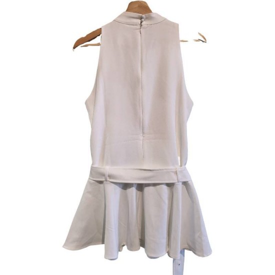 【二手精品9.9新】 Chanel（香奈兒）風格白色削肩無袖迷你連身裙(肩38胸46長80)編號S562