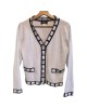 【二手精品9.9新】 Chanel（香奈兒）Uniform雙色針織開襟衫（Cardigan）(肩49胸46長58袖長60)編號S563