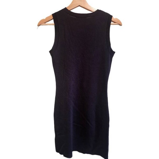 【二手精品9.9新】香奈兒（CHANEL）黑色水鑽點綴針織背心洋裝(肩36胸36(彈性)長81)編號S569